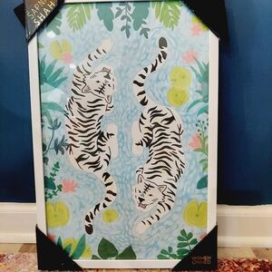 NIP Sapna Shah 2 White Tigers Wall Art 12 X 18 Inch